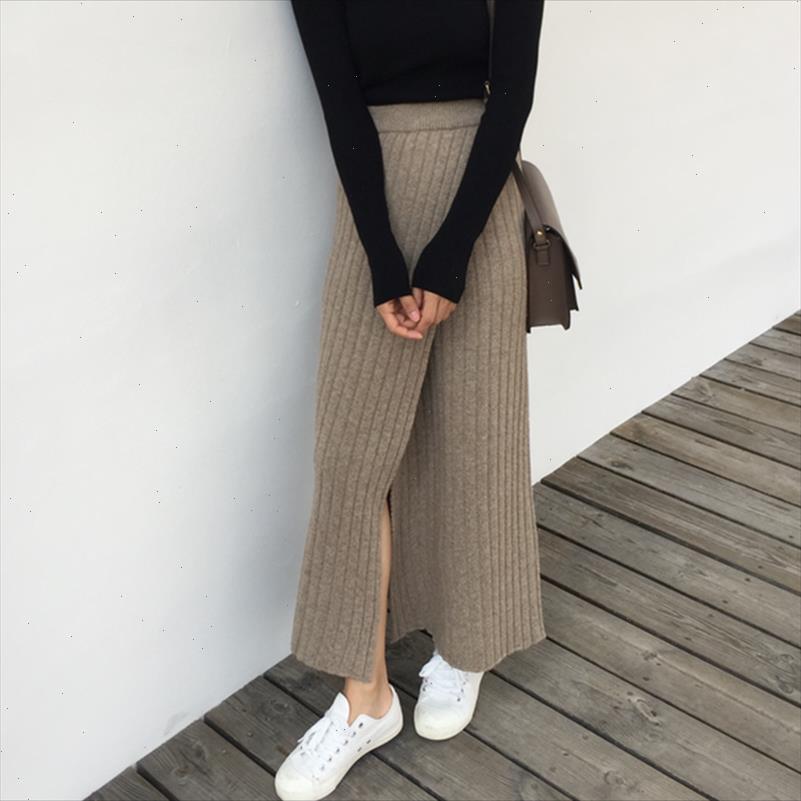 long pencil skirt women autumn winter knitted skirt elastic waist office lady open split casual vintage maxi skirt v977, Black
long pencil skirt women autumn winter knitted skirt elastic waist office lady open split casual vintage maxi skirt v977, Black