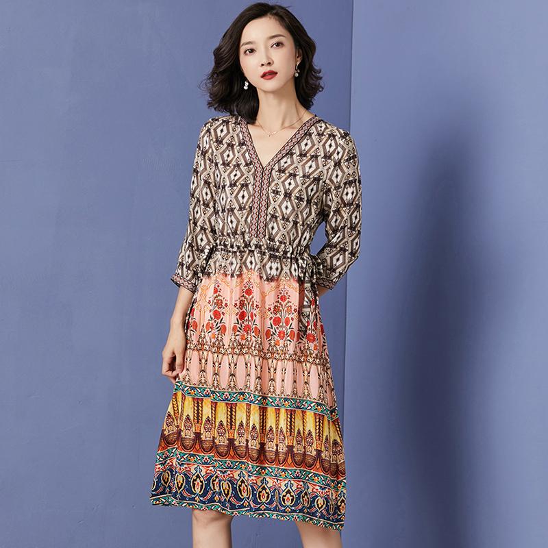 2XL Brand Dress 2020 Spring Summer Women Dress New European and American Style Retro Printed V-neck Slim A-line, Image color
2XL Brand Dress 2020 Spring Summer Women Dress New European and American Style Retro Printed V-neck Slim A-line, Image color