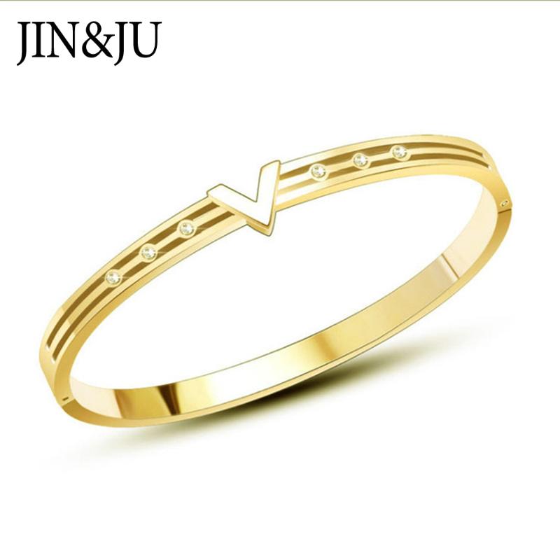 JIN&JU Luxury Crystal Stainless Steel Bangles Bracelets for Women Birthday Party Gift Gold-Color Plating Fashion Jewelry
JIN&JU Luxury Crystal Stainless Steel Bangles Bracelets for Women Birthday Party Gift Gold-Color Plating Fashion Jewelry