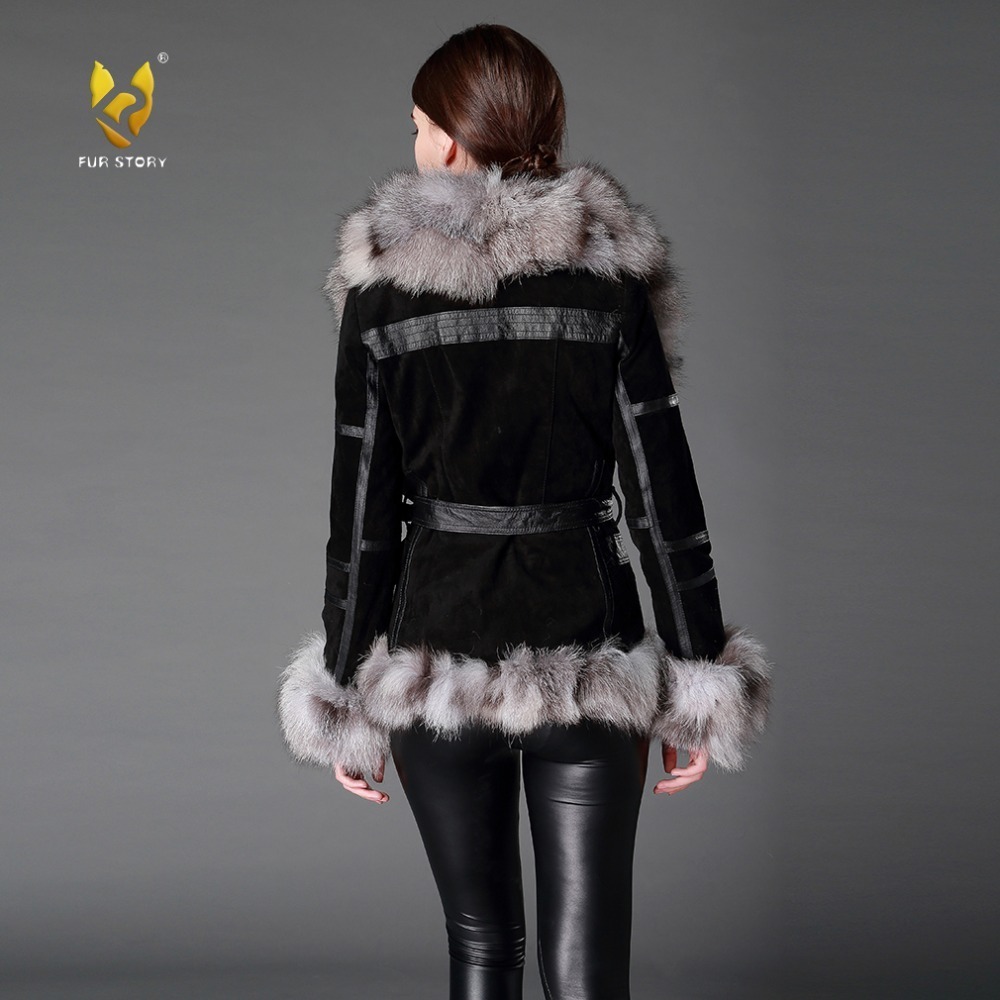 Women's Coats Leather Fur Coat Fox Fur Collar Womens Spring Jackets Women Jacket Winter jacket Women Fur Story FS13055 201112