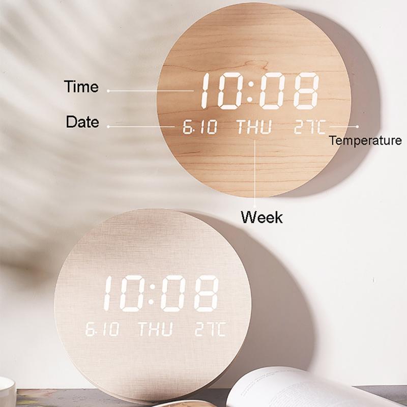 Wall Clocks LED Digital Wood Clock Luminous Living Room Watches Home Decor Intelligent Dimming Temperature Electronic Silent
Wall Clocks LED Digital Wood Clock Luminous Living Room Watches Home Decor Intelligent Dimming Temperature Electronic Silent