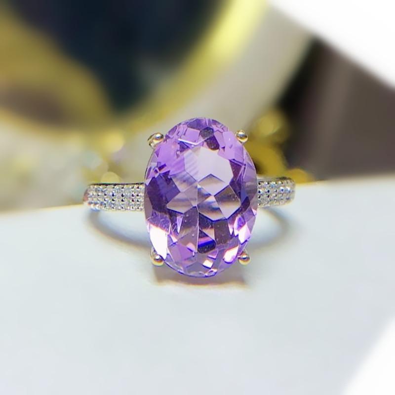 Cluster Rings Per Jewelry Natural Real Amethyst Oval Big Ring 10*14mm 7.3ct Gemstone 925 Sterling Silver Fine T2141512, Golden;silver
Cluster Rings Per Jewelry Natural Real Amethyst Oval Big Ring 10*14mm 7.3ct Gemstone 925 Sterling Silver Fine T2141512, Golden;silver