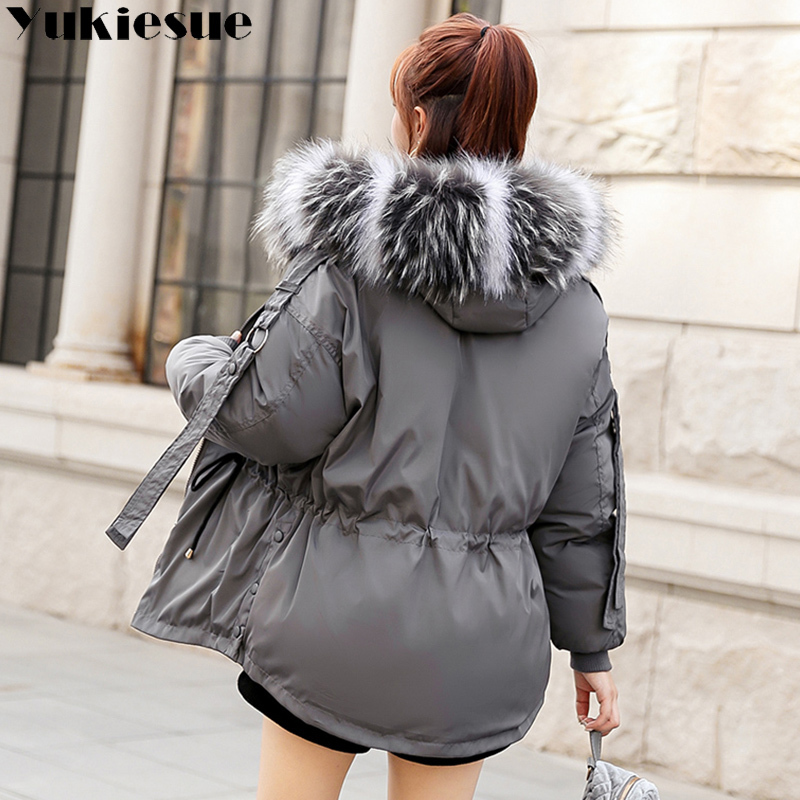 winter jacket women parka winter warm plus thick Big faux fur collar hooded coat female Plus size XXXL Women's down jacket 201019
