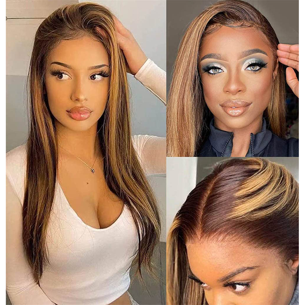 5X5 Transparent Lace Closure 4/27 Highlight Closure Brazilian Body Wave With Baby Hair Pre-Plucked Honey Blonde