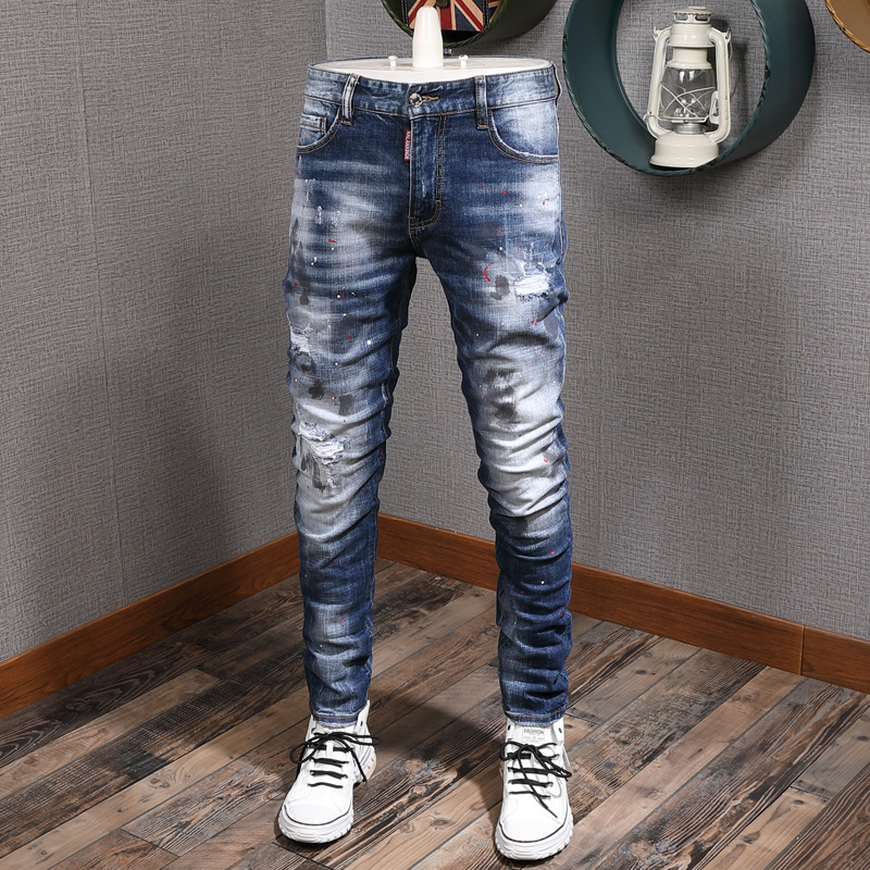 2021 New Fashion Streetwear Men High Quality Retro Blue Painted Designer Ripped Jeans Punk Style Hip Hop Long Pants Denim Trousers Zscq
2021 New Fashion Streetwear Men High Quality Retro Blue Painted Designer Ripped Jeans Punk Style Hip Hop Long Pants Denim Trousers Zscq