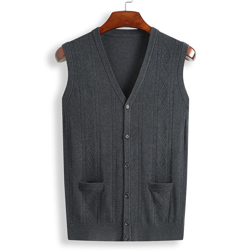 QUANBO Spring Autumn New Plus Size Mens Sleeveless Wool Cardigan Fat Loose Casual Vneck Knitwear Cardigan Sweater 8XL 201125
