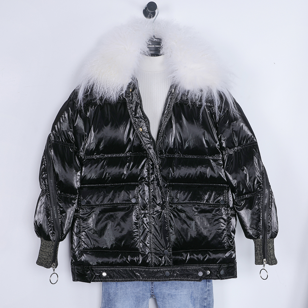 2021 Down Women's Jacket New Korean-style Winter Short Fashion Thick Lamb Fur Collar Big Shiny Coat FGIO, Silver
2021 Down Women's Jacket New Korean-style Winter Short Fashion Thick Lamb Fur Collar Big Shiny Coat FGIO, Silver
