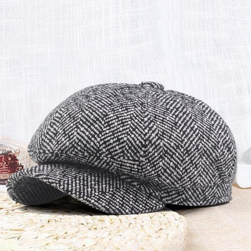British Herringbone Striped Octagonal Hat Autumn And Winter Warm Foldable Beret, H04
British Herringbone Striped Octagonal Hat Autumn And Winter Warm Foldable Beret, H04