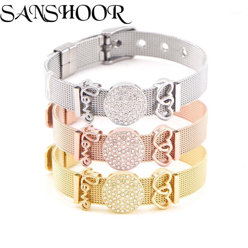 Charm Bracelets Drop SANSHOOR Jewelry Stainless Steel Mesh Bracelet Set With Love Heart Round DIY Slide Charms For Couple Lovers As Gift1
Charm Bracelets Drop SANSHOOR Jewelry Stainless Steel Mesh Bracelet Set With Love Heart Round DIY Slide Charms For Couple Lovers As Gift1