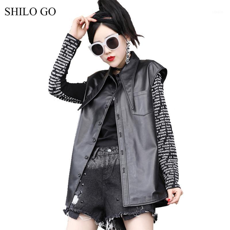 SHILO GO Leather Vest Womens Summer Fashion sheepskin genuine Vest lapel collar single breasted casual black loose1
SHILO GO Leather Vest Womens Summer Fashion sheepskin genuine Vest lapel collar single breasted casual black loose1