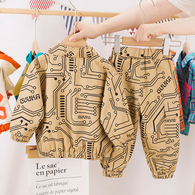 Circuit Board Design Children's Clothing Baby Kids Boys Girls 2 Pcs Set Tracksuit for Toddler 3 Years Old 2020 Fall Cute SuitX1019