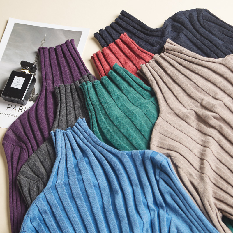 SuyaDream Women Turtleneck Ribs Pullovers Solid Slim Fit Sweaters 70%Silk 15%Cashmere 15%Nylon Fall Winter Knit Top 201225