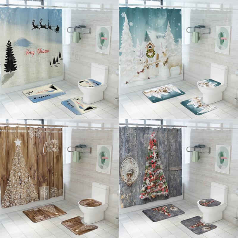 Merry Christmas Shower Curtain Set Bath Mats Rugs Christmas Tree Deer Anti Slip Pads Toilet Cover Bathroom Curtains with Hooks
Merry Christmas Shower Curtain Set Bath Mats Rugs Christmas Tree Deer Anti Slip Pads Toilet Cover Bathroom Curtains with Hooks