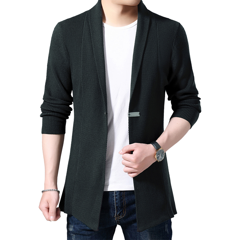 Cardigan Mens Sweaters Spring Autumn Men Casual Cardigan Jacket Man Solid Color Long Sweater Windbreaker Single Button Coats 201120