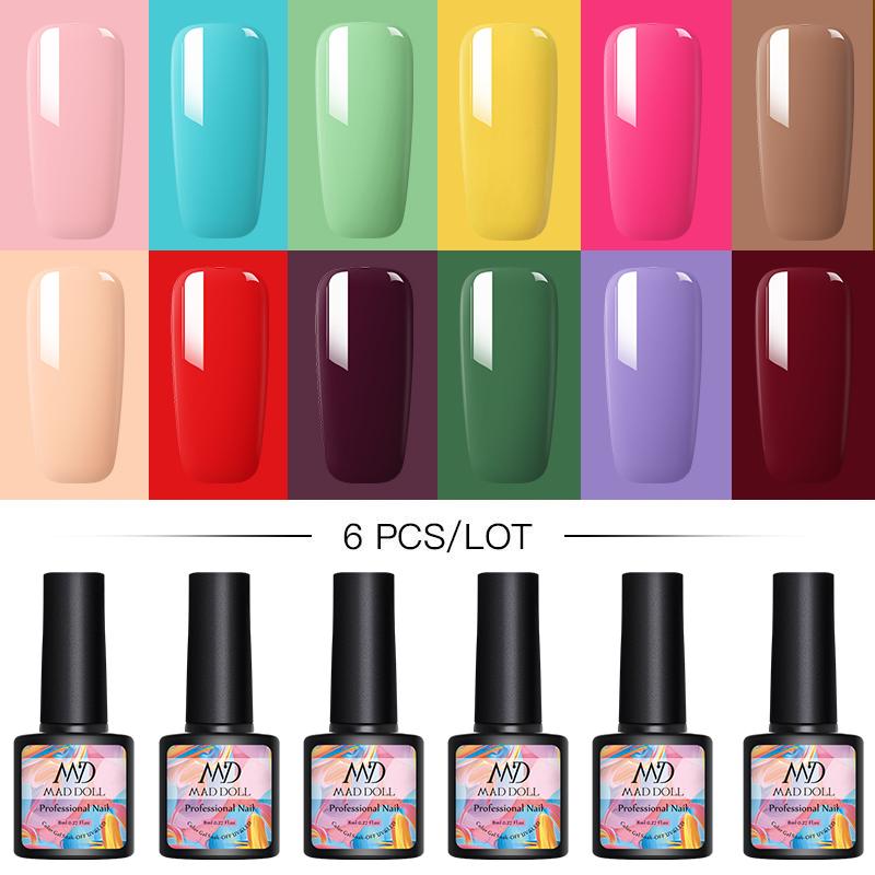 MAD DOLL 4/6 Pcs 120 Colors Nail Gel Polish Set Nail Kit Set Semi Permanent Hybrid Glitter Gel Soak Off UV Varnish Kit, 2pcs set01
MAD DOLL 4/6 Pcs 120 Colors Nail Gel Polish Set Nail Kit Set Semi Permanent Hybrid Glitter Gel Soak Off UV Varnish Kit, 2pcs set01