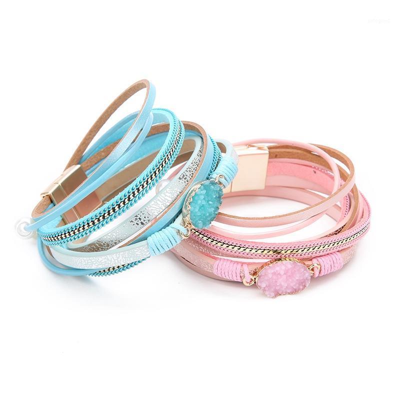 Charm Bracelets Leather Women With Oval Gravel Multi-Layer Fashion For Magnetic Clasp Charming Wrist Bangles1
Charm Bracelets Leather Women With Oval Gravel Multi-Layer Fashion For Magnetic Clasp Charming Wrist Bangles1