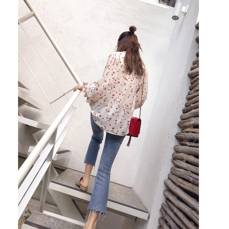 Mishow Women Fashion Casual Chiffon Tops Floral Long Sleeve Blouse Ladies Korean Blouses MX17D4547 T200502