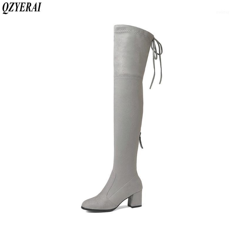 QZYERAI 2020 Over The Knee Boots Flock Winter Round Toe Women Boots Ladies Lace Up Stretch Fabric Fashion Big Size 34-431, Blue
QZYERAI 2020 Over The Knee Boots Flock Winter Round Toe Women Boots Ladies Lace Up Stretch Fabric Fashion Big Size 34-431, Blue