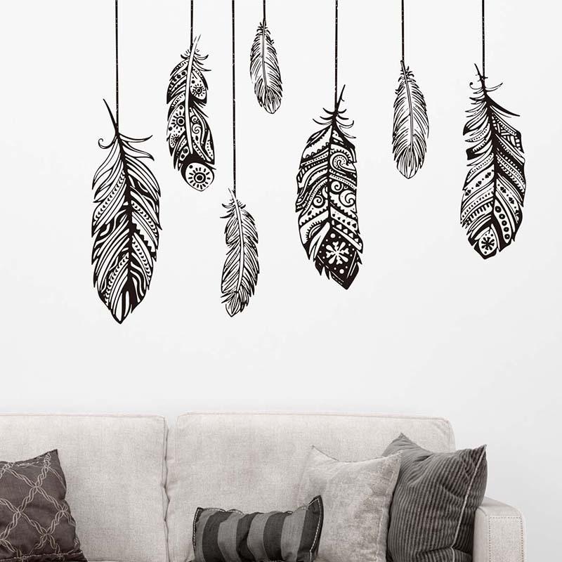 Bohemian style Black Feather Wall Stickers for Bedroom Living room Wall Decor Art Decals for Room Decor Murals Home
Bohemian style Black Feather Wall Stickers for Bedroom Living room Wall Decor Art Decals for Room Decor Murals Home