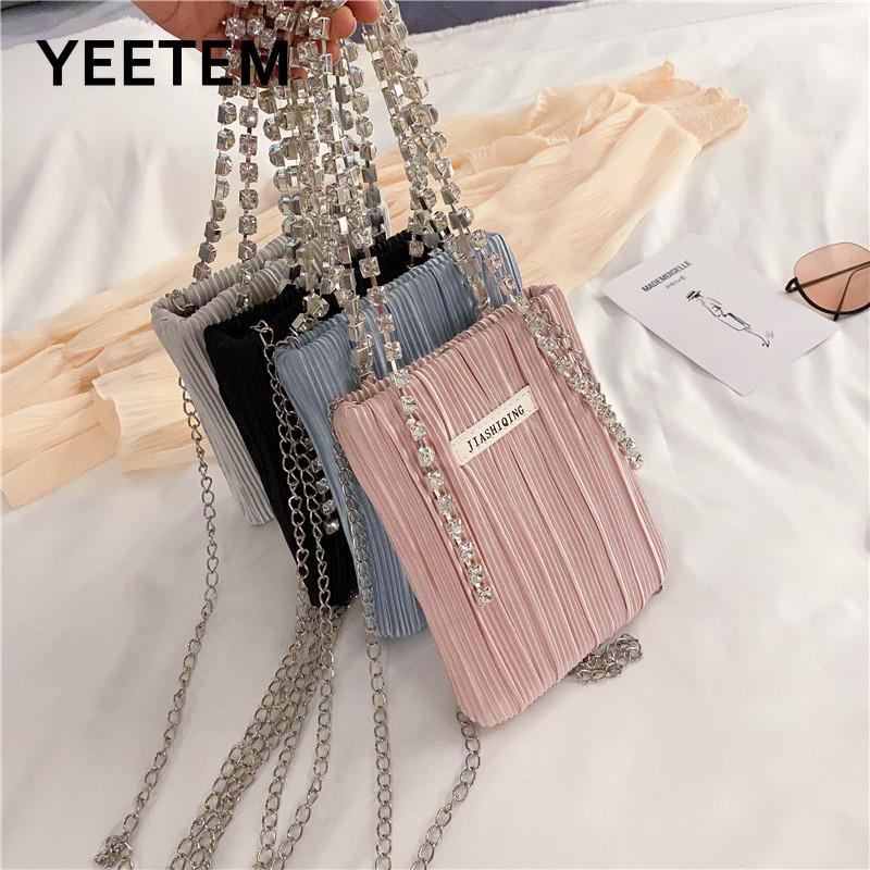 Pure Color Bright Diamond Shoulder Strap Mini Satin Pleated Lady Handbag Women's Bag Wallet Designer Handbags High Quality, Black
Pure Color Bright Diamond Shoulder Strap Mini Satin Pleated Lady Handbag Women's Bag Wallet Designer Handbags High Quality, Black