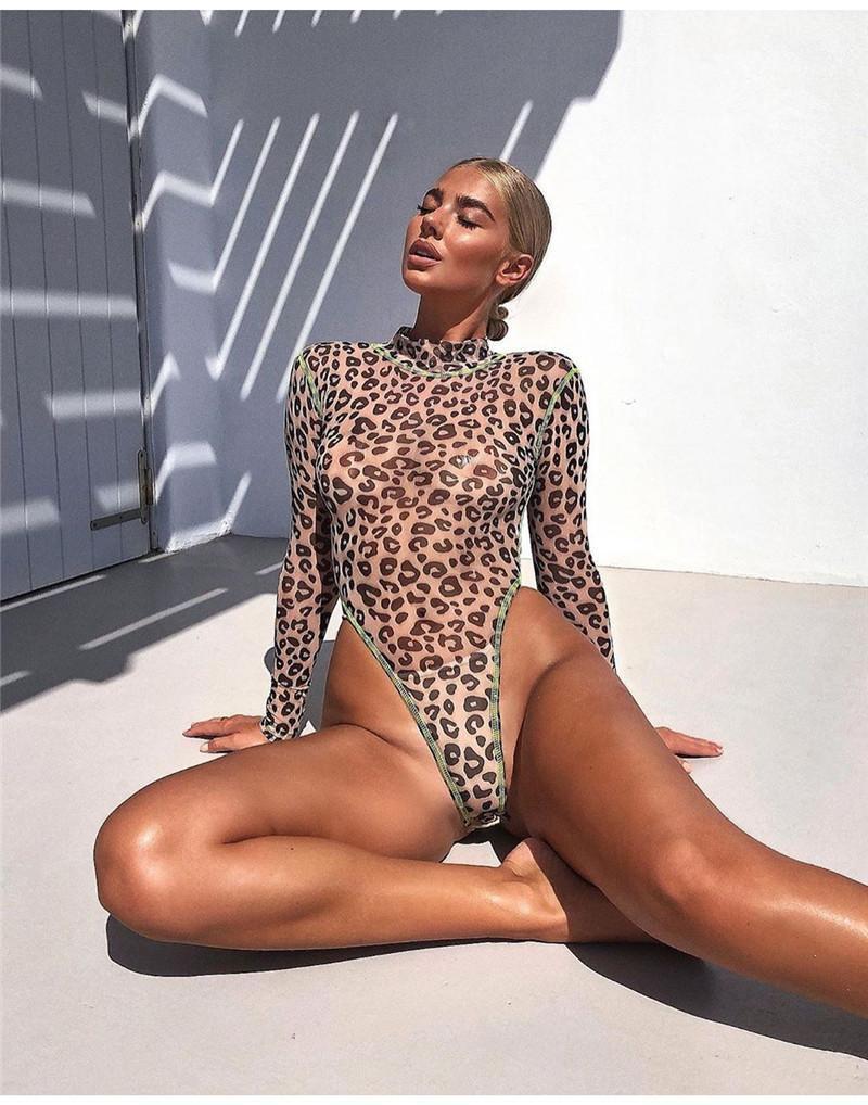 Sexy Leopard High Cut Thong Mesh Turtleneck Bodysuit Women Long Sleeve See Through Leotard Body Tops Women' Jumpsuits & Rompers, As shown
Sexy Leopard High Cut Thong Mesh Turtleneck Bodysuit Women Long Sleeve See Through Leotard Body Tops Women' Jumpsuits & Rompers, As shown