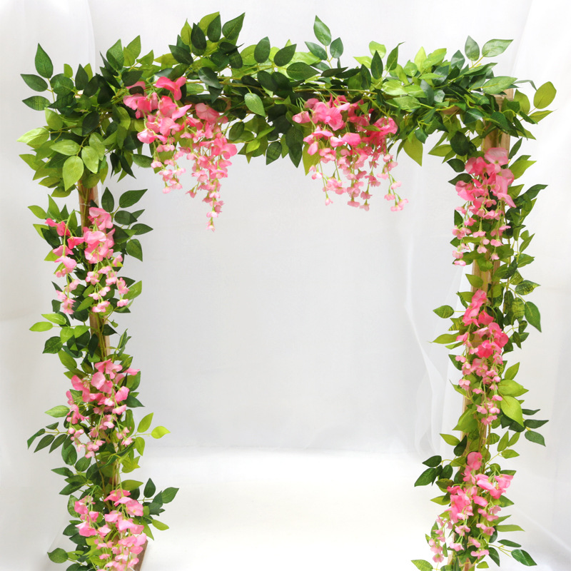 2 meters Hydrangea leaf vine wedding decorative flower wall arrangement home bathroom decoration accessories Artificial flowers