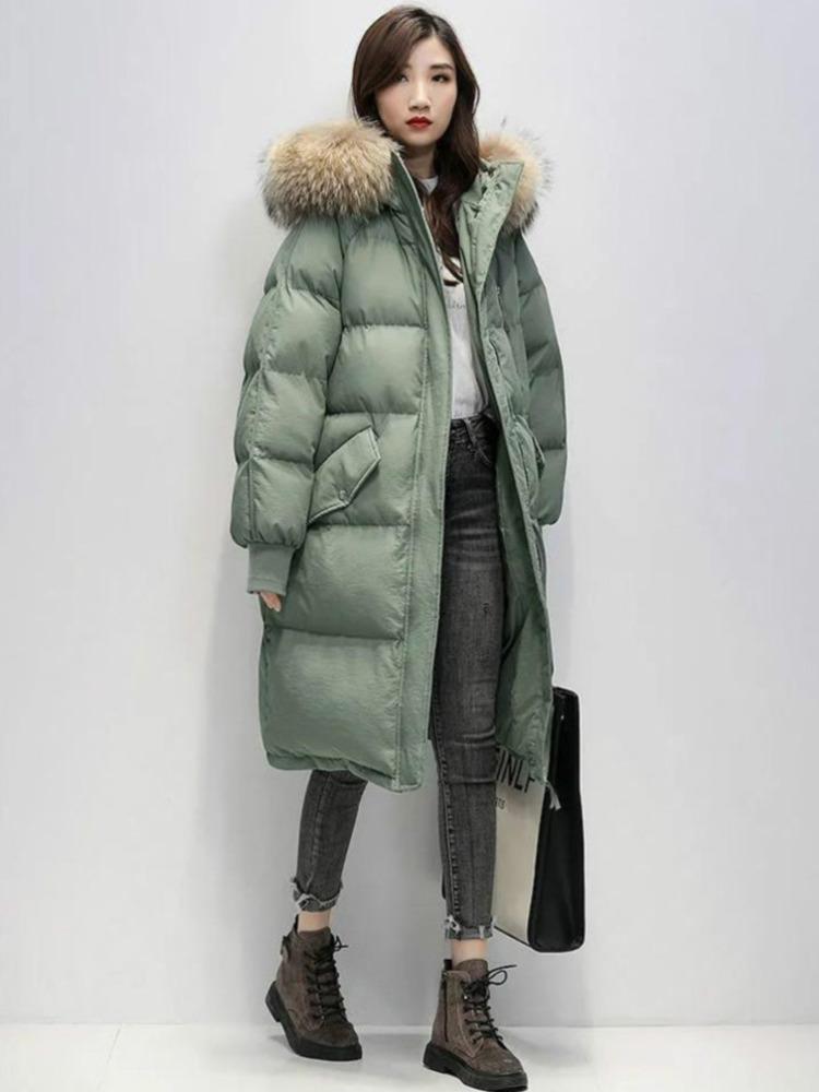 Women' Winter Cotton-padded Jacket Korean Stye Large Fur Collar Hooded Long Down Cotton Parkas Warm Loose Clothing Women Coat, Black
Women' Winter Cotton-padded Jacket Korean Stye Large Fur Collar Hooded Long Down Cotton Parkas Warm Loose Clothing Women Coat, Black