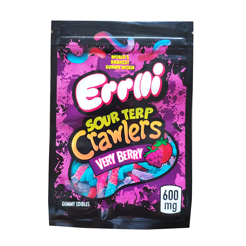 Stock sale 600MG Errlli Sour Terp Crawlers Mylar Bag Edibles Empty Zipper Pouch Dustproof Smell Proof Storage Packaging bags 4 types
Stock sale 600MG Errlli Sour Terp Crawlers Mylar Bag Edibles Empty Zipper Pouch Dustproof Smell Proof Storage Packaging bags 4 types
