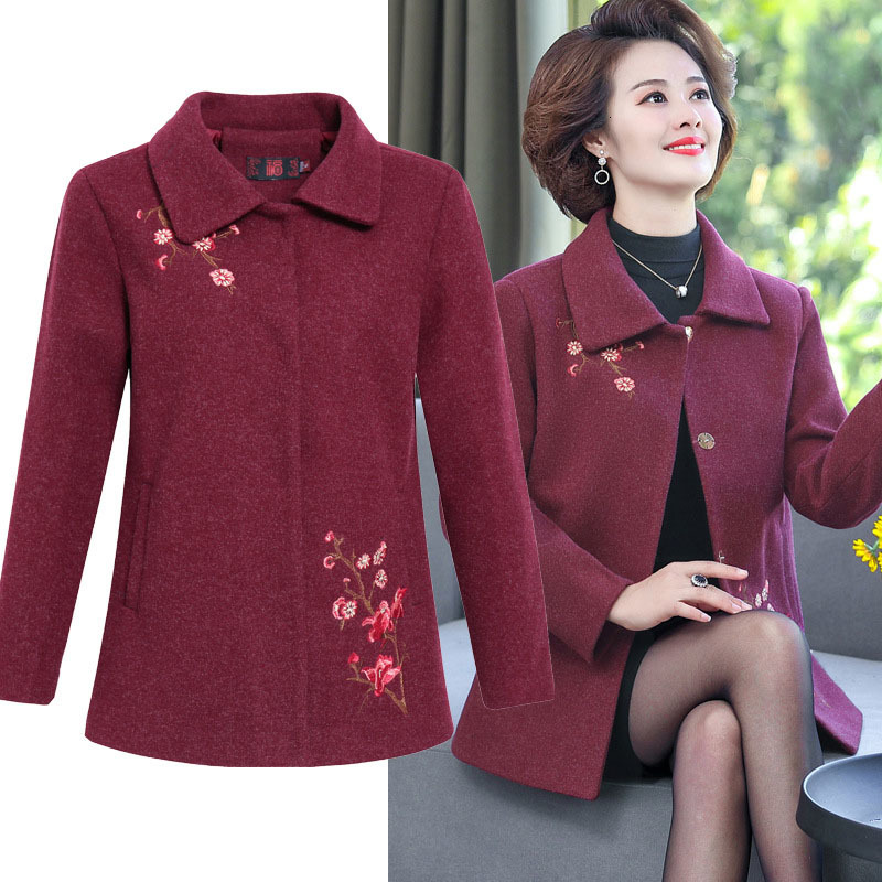 Plus Size Female Coat Spring Fashion Middle-aged Embroidered Women's Wool Coats Casual Elegant Mother Clothes R605 7ugs, Dark red
Plus Size Female Coat Spring Fashion Middle-aged Embroidered Women's Wool Coats Casual Elegant Mother Clothes R605 7ugs, Dark red