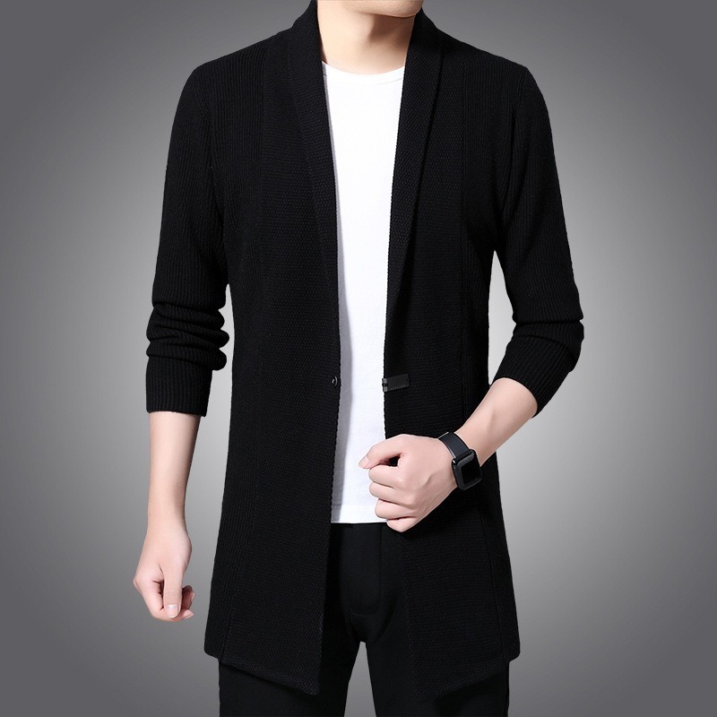 Cardigan Sweater Men Autumn X-long Knit Sweater Jackets Fahison Single Button Knitted Sweatercoat Mens Causal Cardigan Sweater 201022