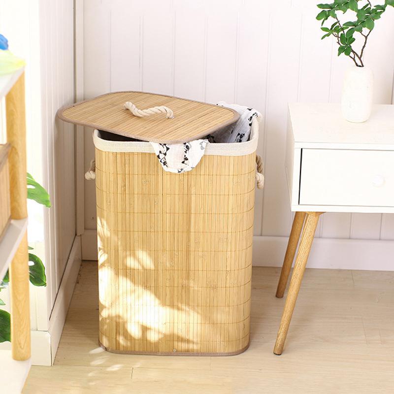 Storage Folding Laundry Basket Organizer Hand-Woven Large Capacity Bamboo Baskets Cover Household Clothes Toys Storage Bucket
Storage Folding Laundry Basket Organizer Hand-Woven Large Capacity Bamboo Baskets Cover Household Clothes Toys Storage Bucket