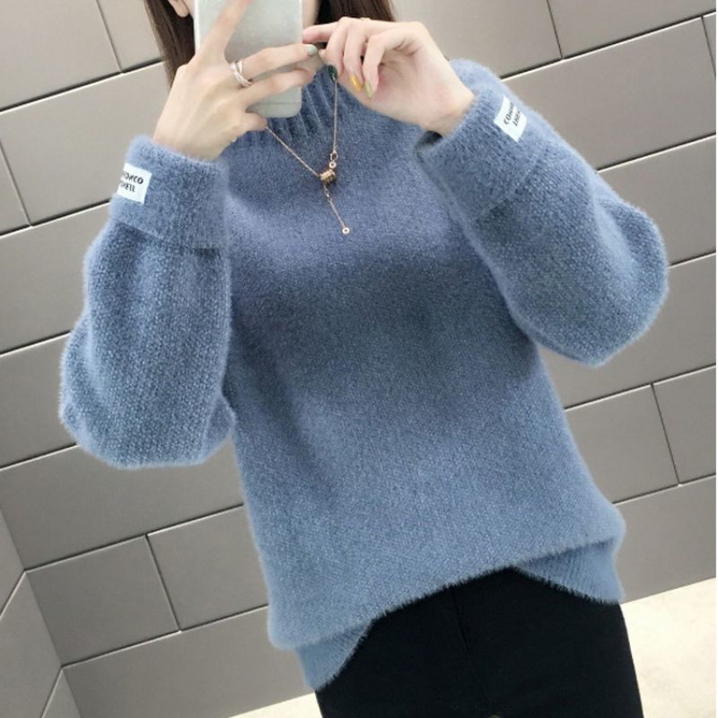 Winter White Sweater Women Casual Loose Thick Sweaters Lady Turtleneck Solid Color Simple Knit Pullover Top 201222