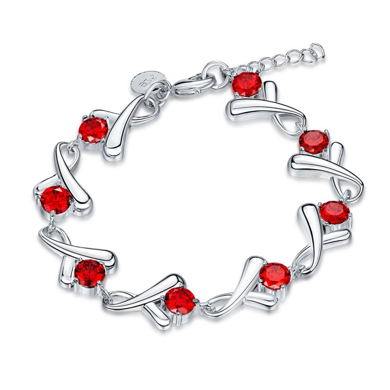Charm Bracelets Garilina Inlaid Garnet Women's Silver Color Bracelet Jewelry Wholesaler B2045
Charm Bracelets Garilina Inlaid Garnet Women's Silver Color Bracelet Jewelry Wholesaler B2045