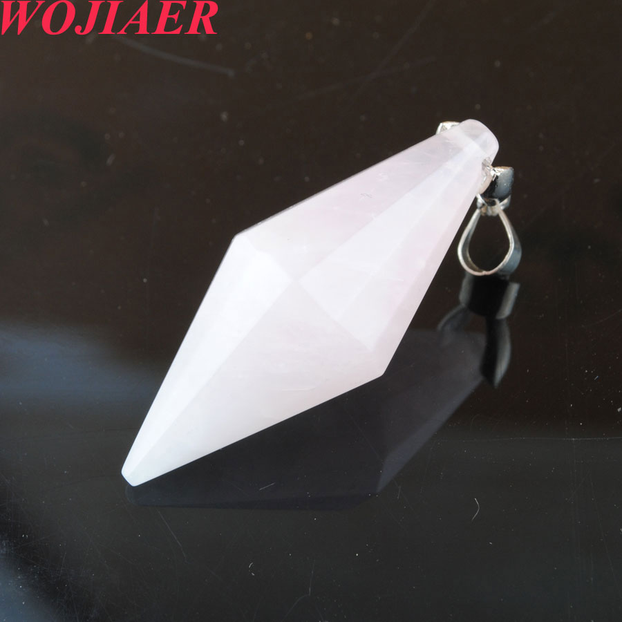 WOJIAER Unique Symmetry Pendant Necklace Cone Natural Healing Crystal Multi Faceted Pyramid Reiki Chakra Amulet Jewelry DBO916