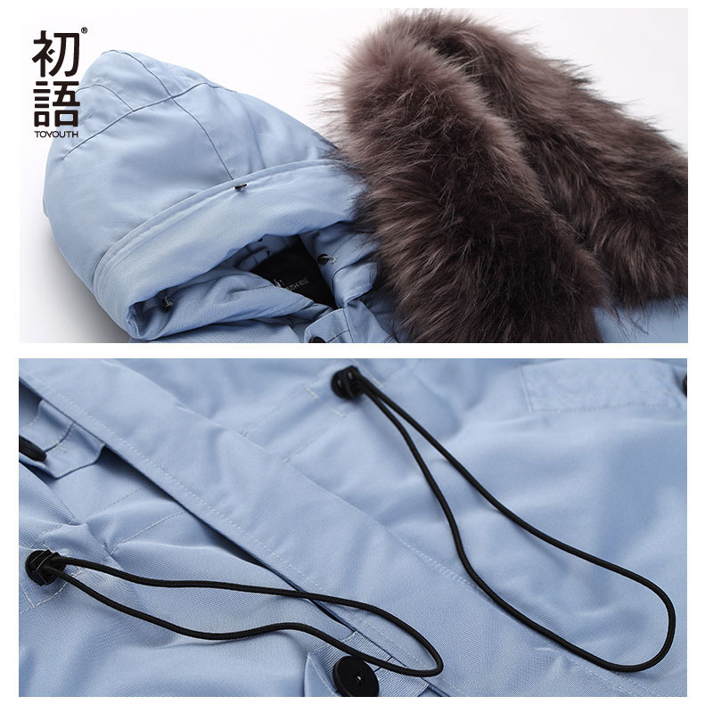 Toyouth Women's Down Jacket Winter Female Jacket Thicking Fur Hooded Oversize Parka Coat Long 90% Outwear White Duck Down Jacket 201029