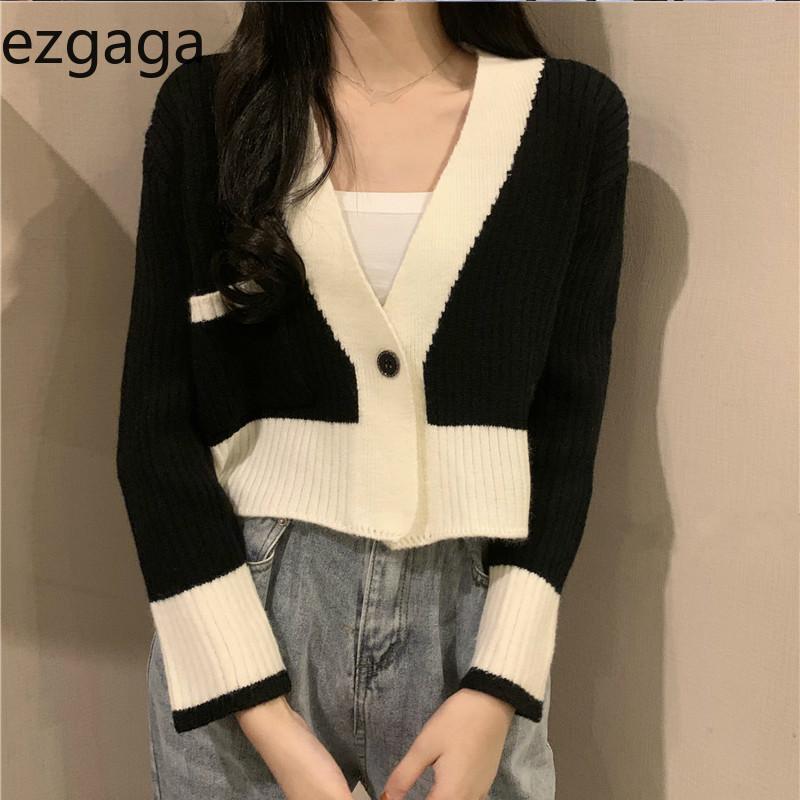 Ezgaga Cropped Sweater Women Contrast 2020 New Korean Loose V-neck Single Button Cardigan Tender Fashion Knitted Tops Female, Green
Ezgaga Cropped Sweater Women Contrast 2020 New Korean Loose V-neck Single Button Cardigan Tender Fashion Knitted Tops Female, Green