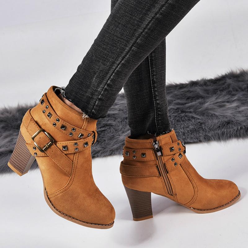 Trend Designer Fashion Wind-tied Stud Rivet Women Ankle Boots Flock Handmade Sewing Buckle Zip Square Heel Shoes Female Ladies, Black
Trend Designer Fashion Wind-tied Stud Rivet Women Ankle Boots Flock Handmade Sewing Buckle Zip Square Heel Shoes Female Ladies, Black