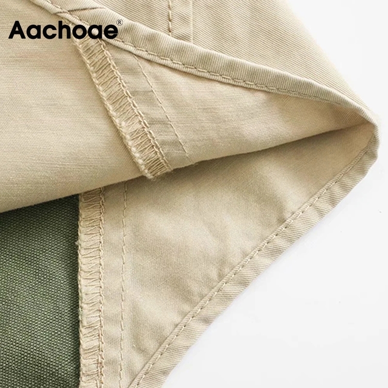 Aachoae Autumn Women Shirt Jakcet Coat Boyfriend Patchwork Jacket Loose Long Sleeve Cotton Coat Ladies Streetwear Tops 201112