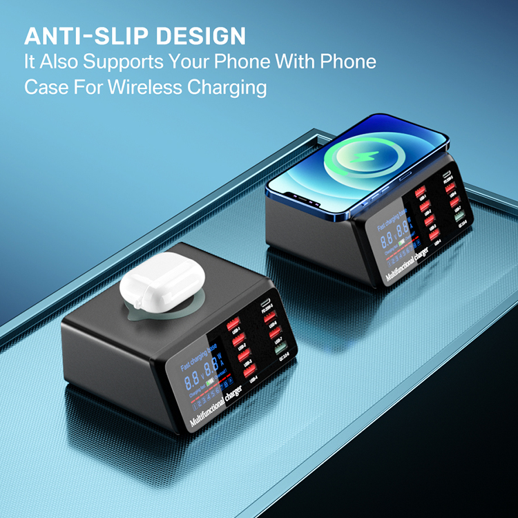 100W 8 Ports USB Charger QC30 Adapter Wireless Charging Station PD Fast Charger For iPhone 13 12 11 Samsung5507118
