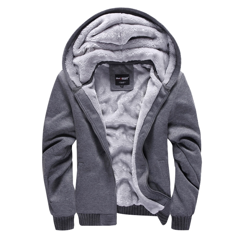 Casual Hoodies Sweateshirts Men Velvet Zipper Warm Poleron Hombre Fashion Loose Parkas Streetwear Thick Solid Cardigan Coat 201020