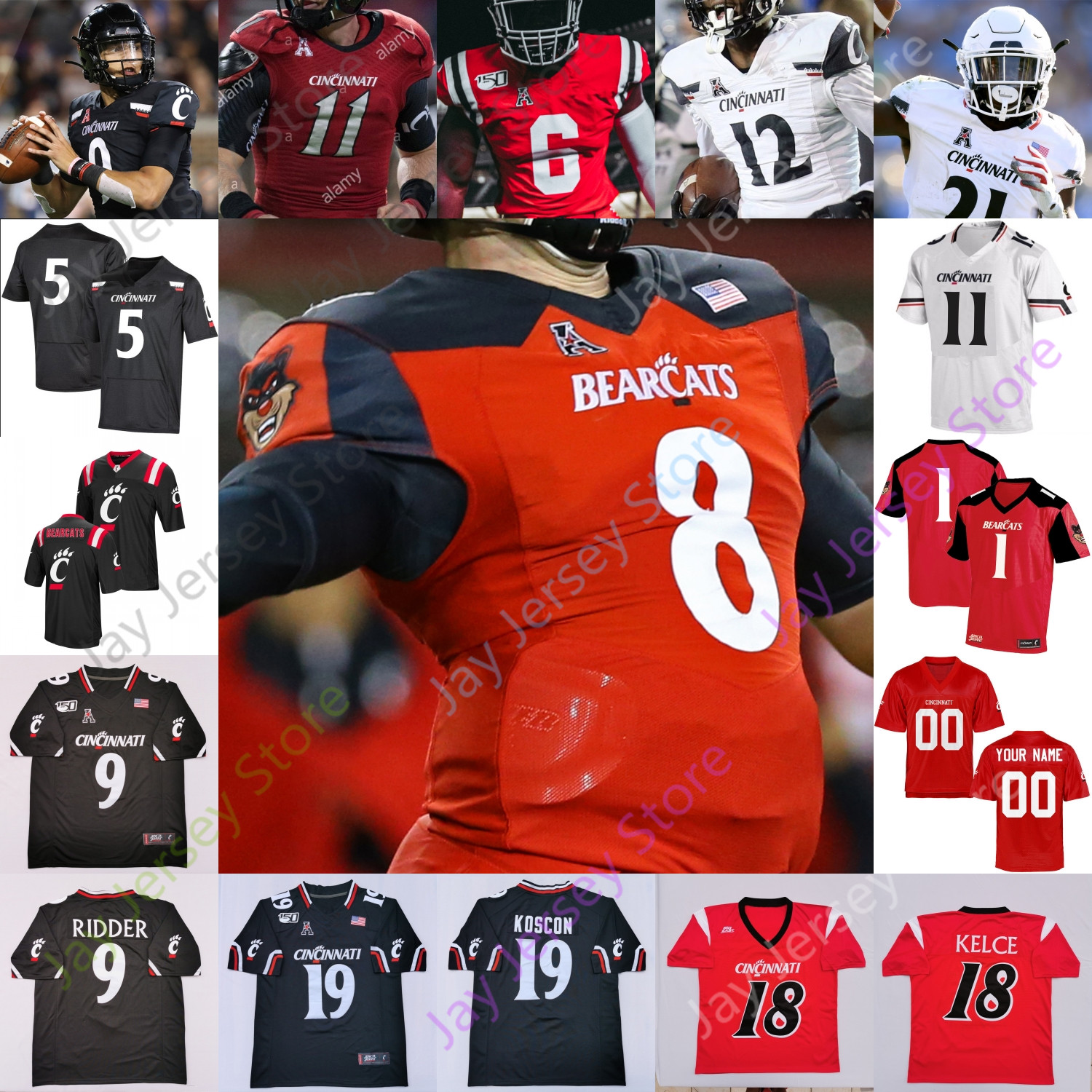 Cincinnati Bearcats Football Jersey NCAA College Gerrid Doaks Ethan Tucky Kahlil Lewis Ben Bryant Charles McClelland Jerome Ford Whyle Label, Black vi
Cincinnati Bearcats Football Jersey NCAA College Gerrid Doaks Ethan Tucky Kahlil Lewis Ben Bryant Charles McClelland Jerome Ford Whyle Label, Black vi