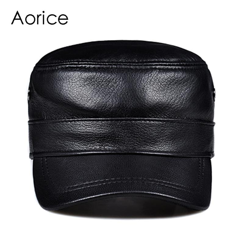 Aorice Men genuine leather cap hat 2020 New male knitted real sheep leather army caps hats black brown color HL153
Aorice Men genuine leather cap hat 2020 New male knitted real sheep leather army caps hats black brown color HL153