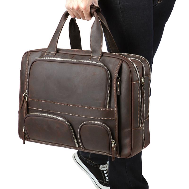 New Natural Cowskin 100% Genuine Leather Men's Multifunctional Briefcase Large Capacity Business Shoulder Bag 17 Laptop Bag, Coffee
New Natural Cowskin 100% Genuine Leather Men's Multifunctional Briefcase Large Capacity Business Shoulder Bag 17 Laptop Bag, Coffee
