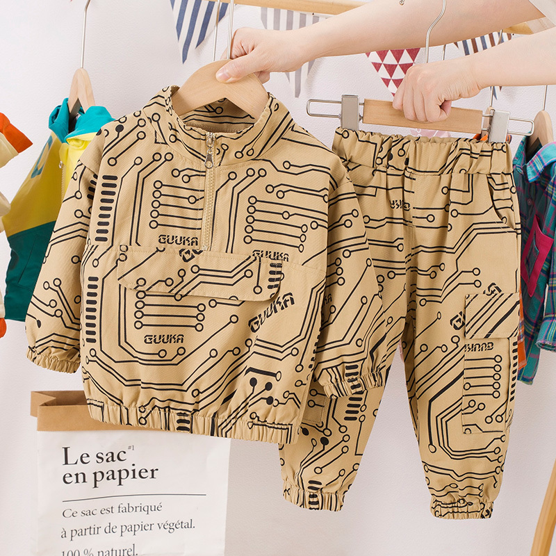 Circuit Board Design Children's Clothing Baby Kids Boys Girls 2 Pcs Set Tracksuit for Toddler 3 Years Old 2020 Fall Cute SuitX1019