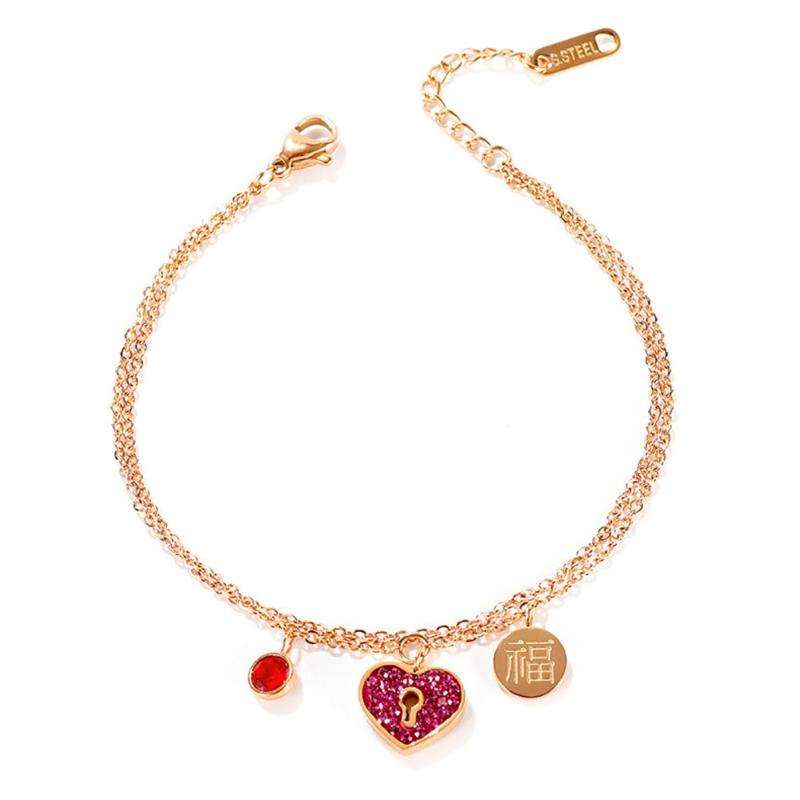 Stainless Steel Rose Gold Heart Lock Bracelet Bangle Jewelry Gift Women Ladies Double Heart Red Stones Tag Bracelets Gift
Stainless Steel Rose Gold Heart Lock Bracelet Bangle Jewelry Gift Women Ladies Double Heart Red Stones Tag Bracelets Gift