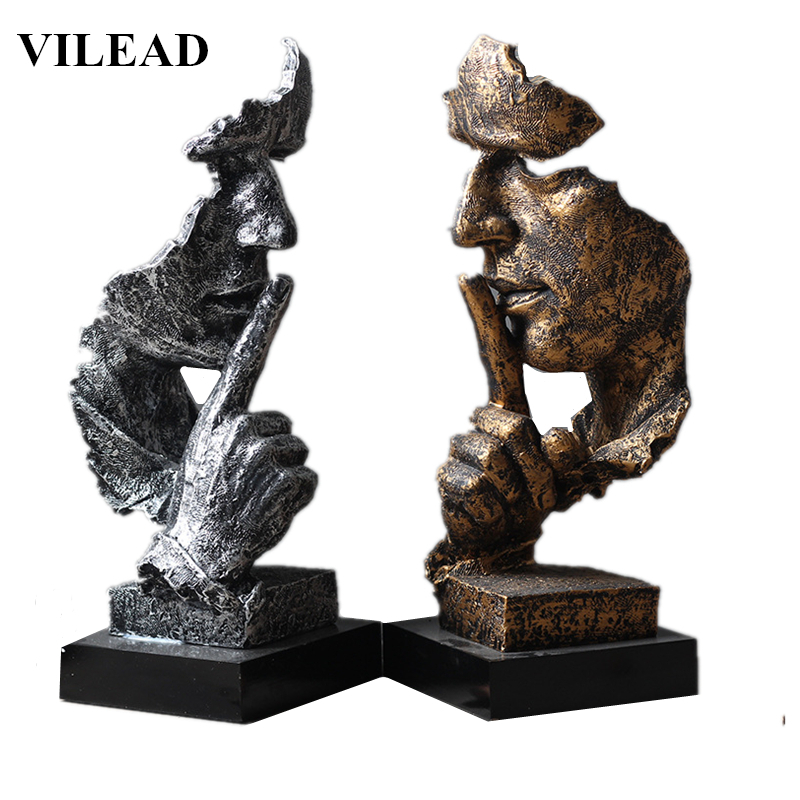 VILEAD 32cm Resin Silence is Gold Mask Statue Abstract Ornaments Statuettes Mask Sculpture Craft for Office Vintage Home Decor T200624
VILEAD 32cm Resin Silence is Gold Mask Statue Abstract Ornaments Statuettes Mask Sculpture Craft for Office Vintage Home Decor T200624