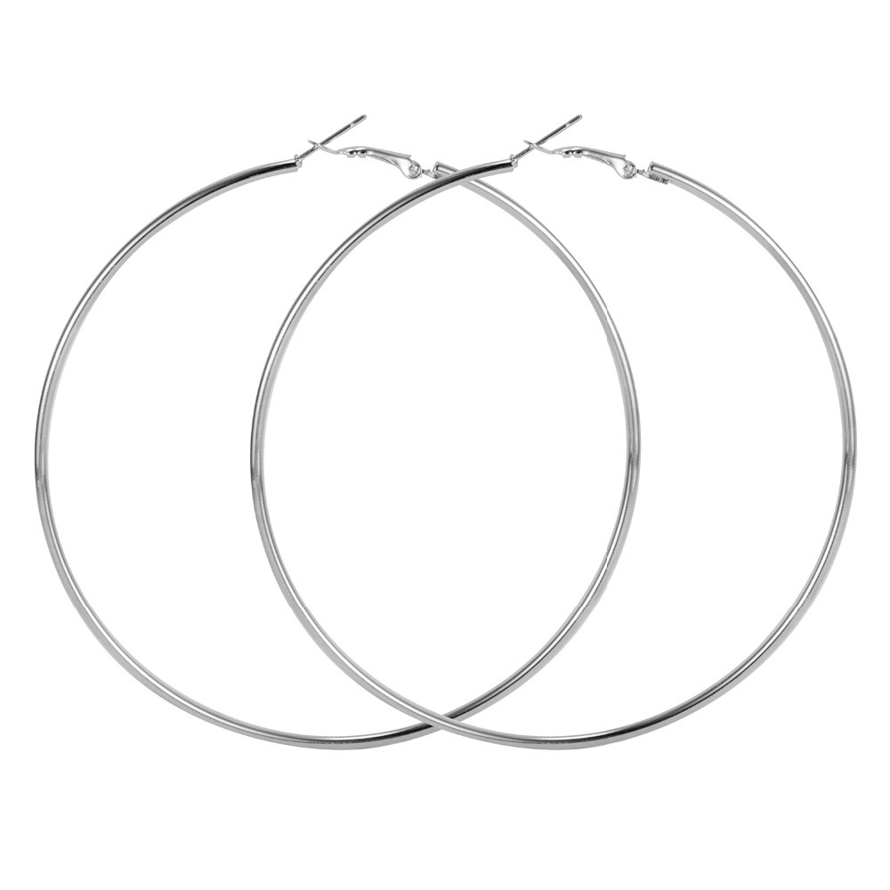 18K Gold Silver Plated Stainless Steel Smooth Big Hoop Earrings Clip Earring for Women Round Circle Earrings Wedding Anniversary Jewelry Loop Earrings
