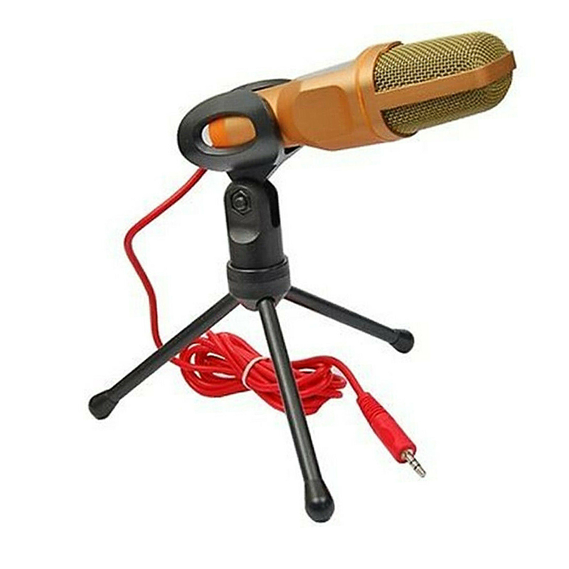 

3.5mm Audio Wired Stereo Condenser Microphone With Microphone Stand And Tripod For PC Computer Chat Box Karaoke Laptop