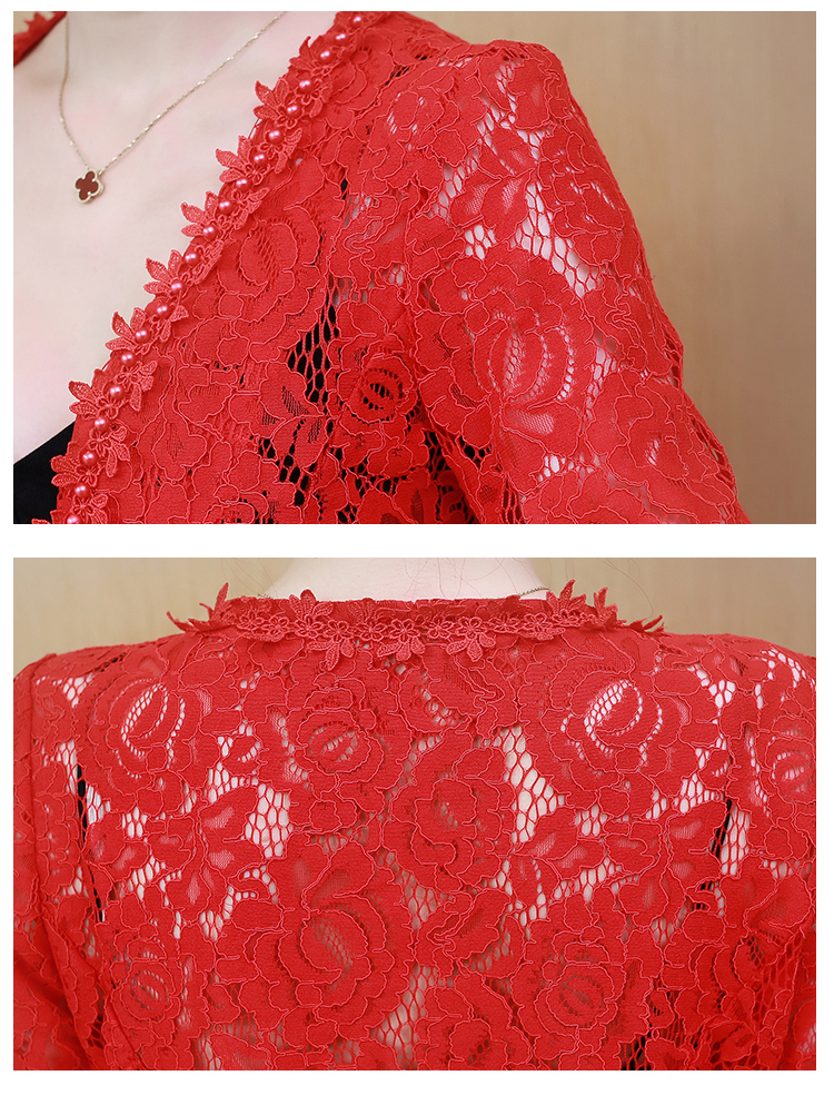 Blusas Mujer De Moda 3XL 4XL Plus Size Blouse Women Shirts Fashion Beading Hollow Lace Blouse Womens Tops And Blouses B240 201201