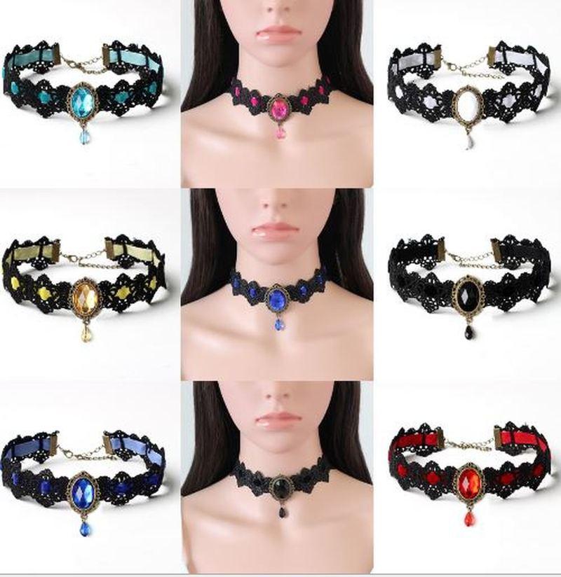 Halloween Sexy Gothic Chokers Crystal Black Lace Neck Collares Choker Necklace Vintage Victorian Women Chocker Steampunk Jewelry
Halloween Sexy Gothic Chokers Crystal Black Lace Neck Collares Choker Necklace Vintage Victorian Women Chocker Steampunk Jewelry